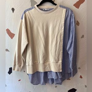 Zara Striped Contrast Sweatshirt size L